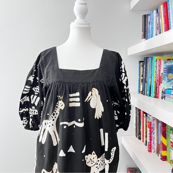 VINTAGE Ramona Rull Womens Black White & Gold Animal Dress size AV - Picture 8 of 14